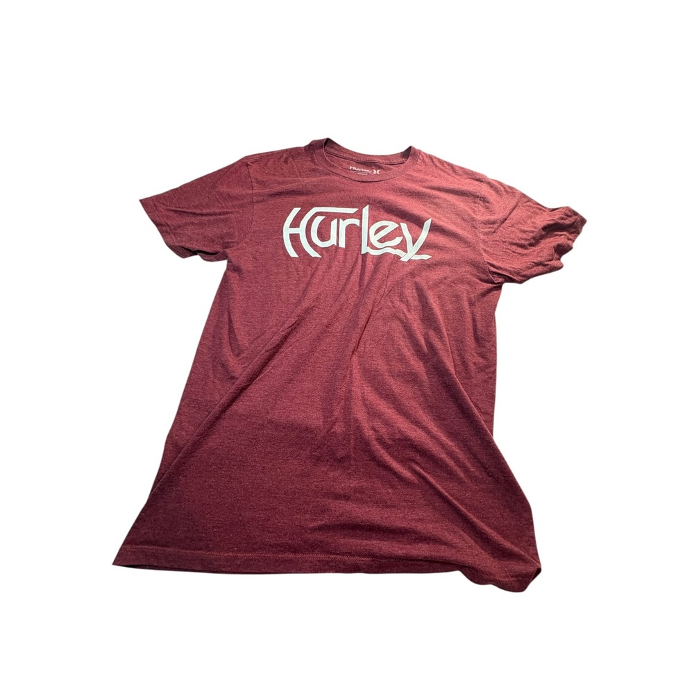 Hurley Graphic T-Shirt Mens Size M Maroon Excellent Short Sleeve Logo Tee